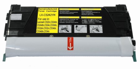 Premium Quality Yellow Laser Toner Cartridge compatible with Lexmark C5242YH
