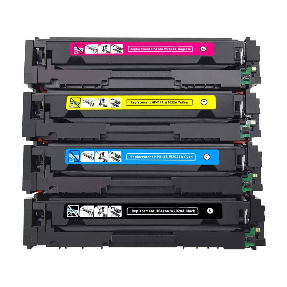 Premium Quality Black. Cyan. Magenta. Yellow Toner Cartridges compatible with HP W2020A. W2021A. W2022A. W2023A (HP 414A). With new chip