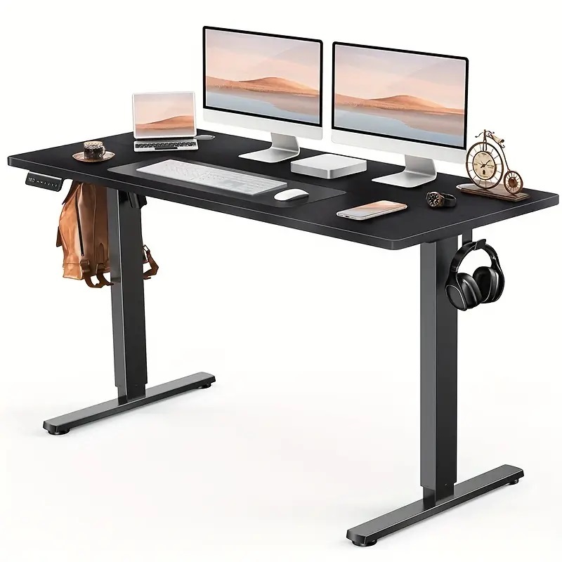 Black with black frame electric adjustable standing desk