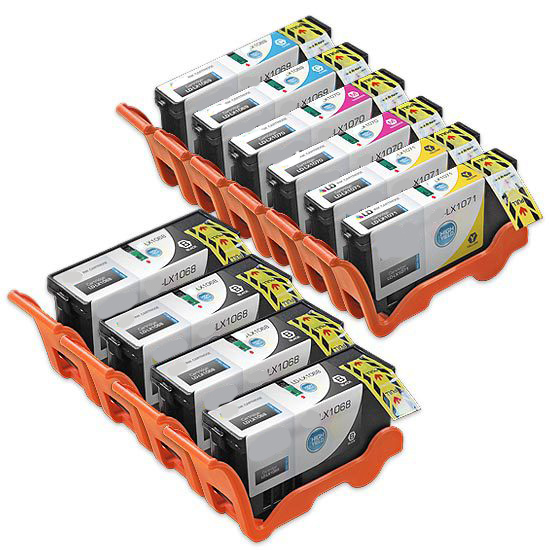 Premium Quality High Capacity BK. C. M. Y (Bulk Package-4 pcs of Bk. 2pcs each of C.M.Y)  Inkjet Cartridges compatible with the Lexmark (Lexmark 100XL) 14N1068. 14N1069(70)(71)(72)