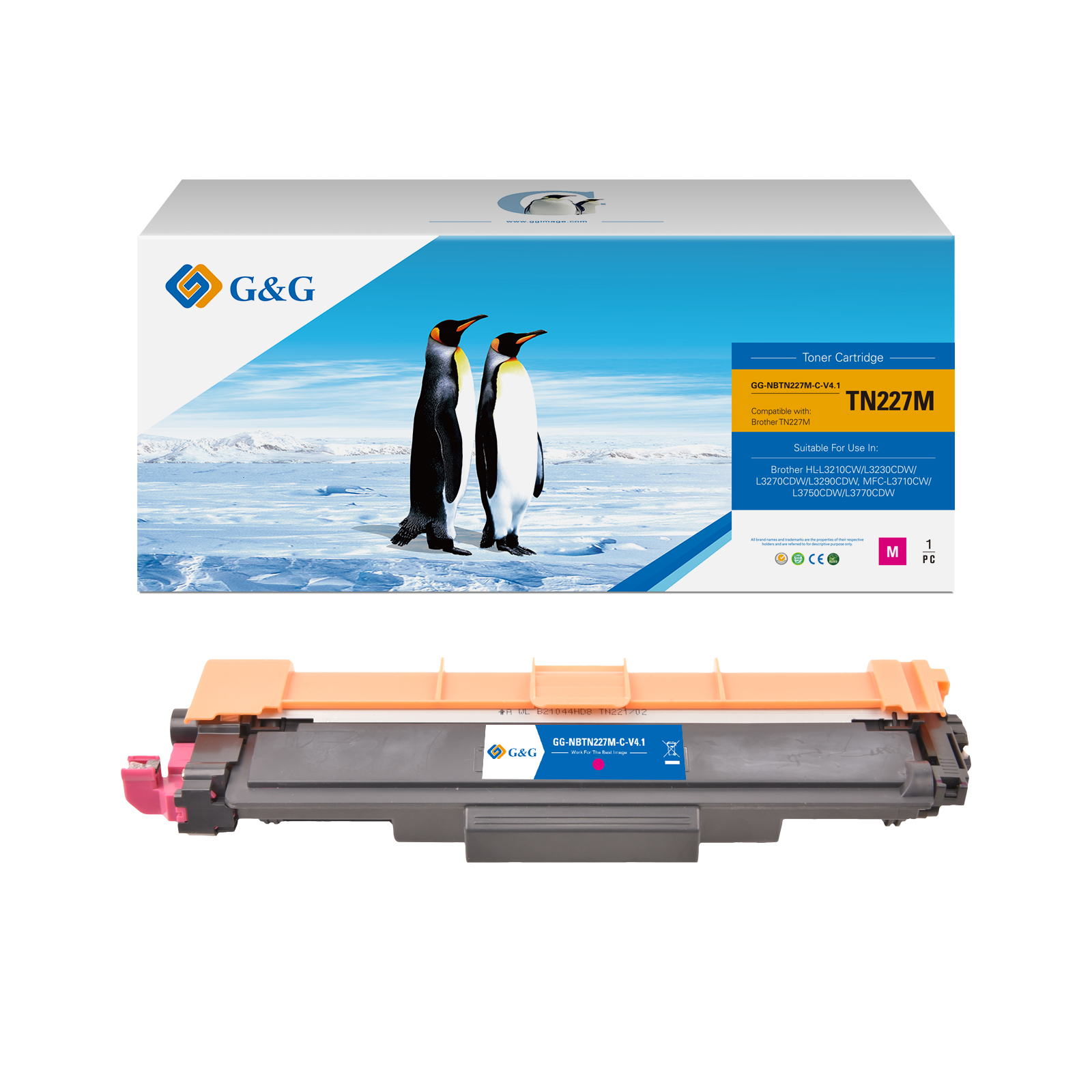 G and G Brand Premium TN-227M Compatible High Yield Brother Magenta Toner Cartridge