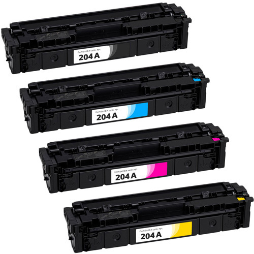 Premium Quality Black, Cyan, Magenta, Yellow Toner Cartridges compatible with HP CF510A, CF511A, CF512A, CF513A (HP 204A)