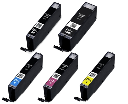Premium Quality Black, Cyan, Magent, Yellow Inkjet Cartridges compatible with Canon 6448B001, 6449B001, 6450B001, 6451B001