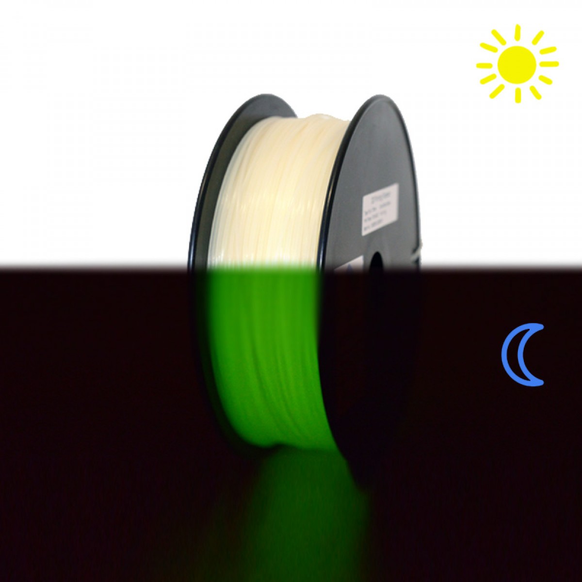Premium Quality Glow in dark, Glow Green ABS 3D Filament compatible with Universal PF-ABS-GGN