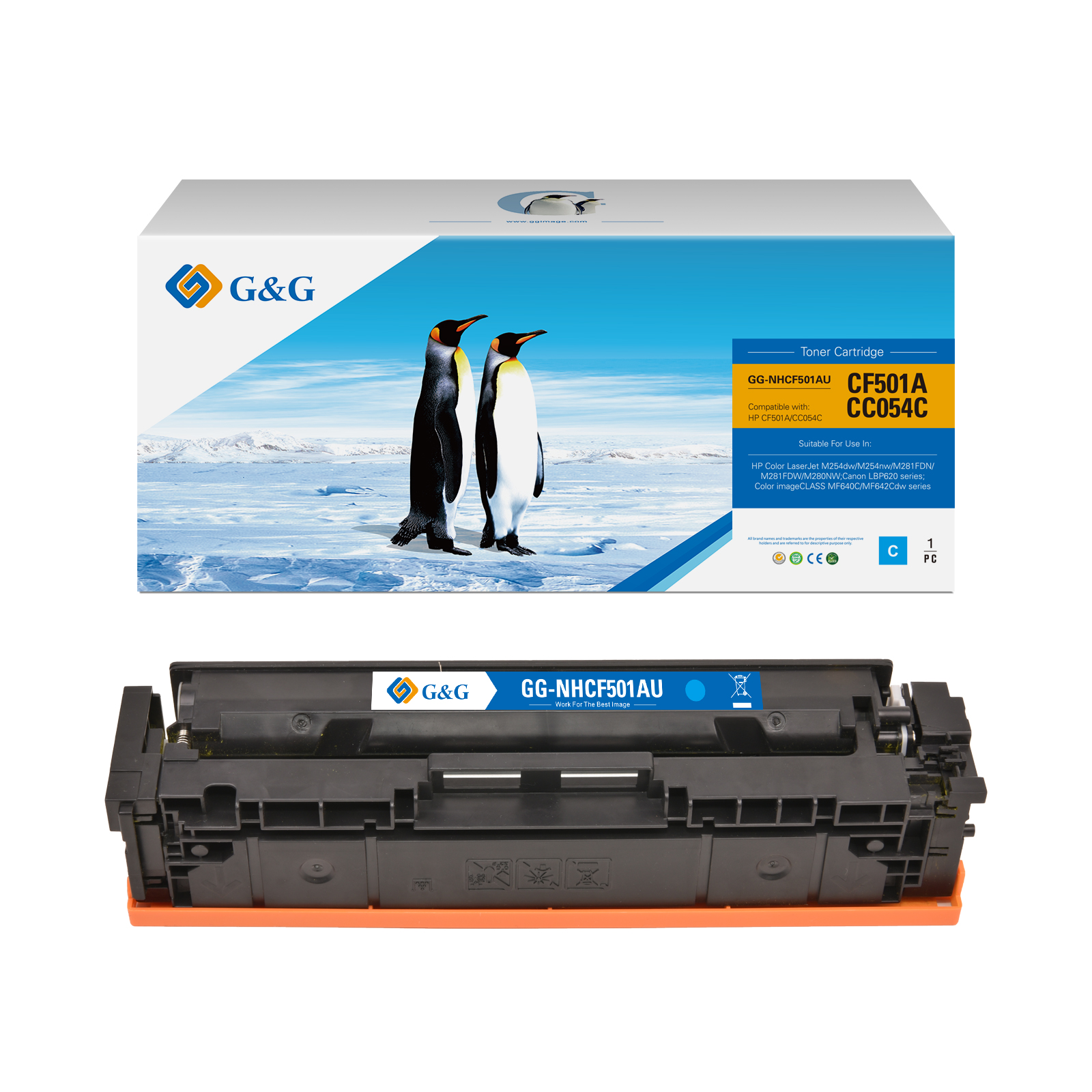 G and G Brand Premium CF501A (HP 202A) Compatible HP Cyan Toner Cartridge