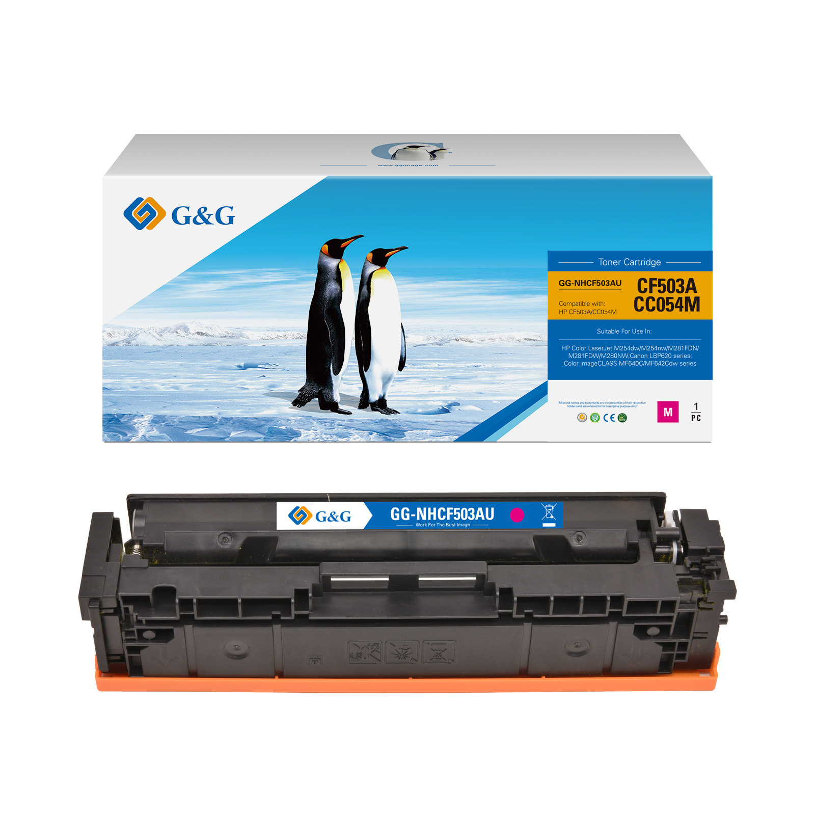 G and G Brand Premium CF503A (HP 202A) Compatible HP Magenta Toner Cartridge