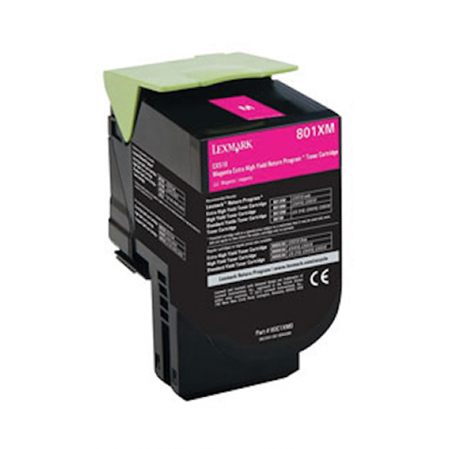 Premium Quality Extra High Capacity Magenta Toner Cartridge compatible with the Lexmark 80C1XM0